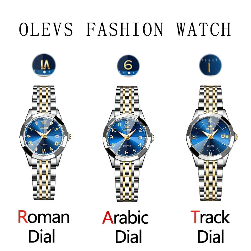 Elegant Fashion Women's Watches Luxury Brand Original Quartz Watch for Ladies Waterproof Stainless Steel Luminous Date