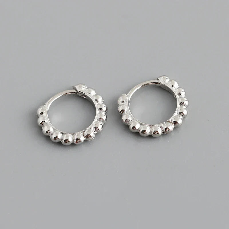 925 Sterling Silver Simple Fashion Glossy Beads Gold Huggies Hoop Earrings for Women Gothic Piercing Jewelry Accessories