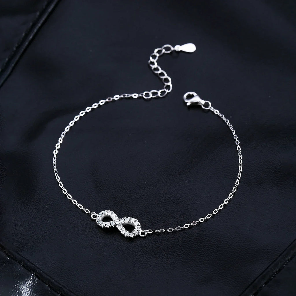 D Color Moissanite Lab Created Diamond Bracelet 925 Sterling Silver Romantic Exquisite Infinity Love For Women Jewelry