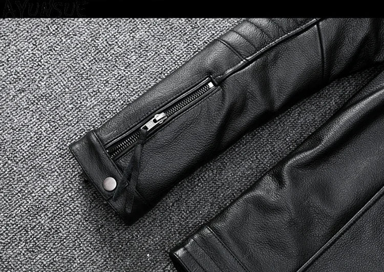 Mens Leather Jacket Autumn Men Clothing Handsome Motorcycle Jackets Two Colors Short Coats Kurtka Męska Skórzana Slim