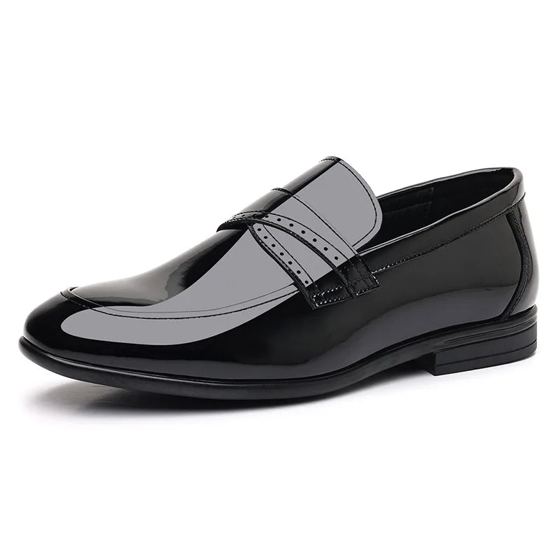 Spring Autumn New Patent Leather Shoes for Men Solid Color Fashion Wedding Shoes Male Low Top Casual Loafers Man