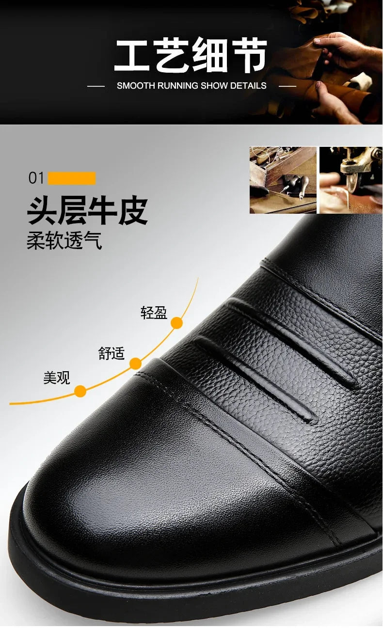 Men's Genuine Cow Leather Shoes Business Casual Shoes With Triple-Stitched Soles For Middle-Aged And Elderly Men 2025