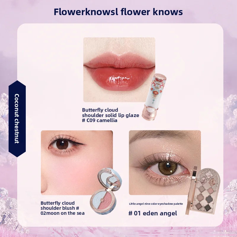 Gift Box Makeup Set Little Angel Full Box Lip Glaze Blusher Shell Jewelry Flower Know Birthday Gift Kit