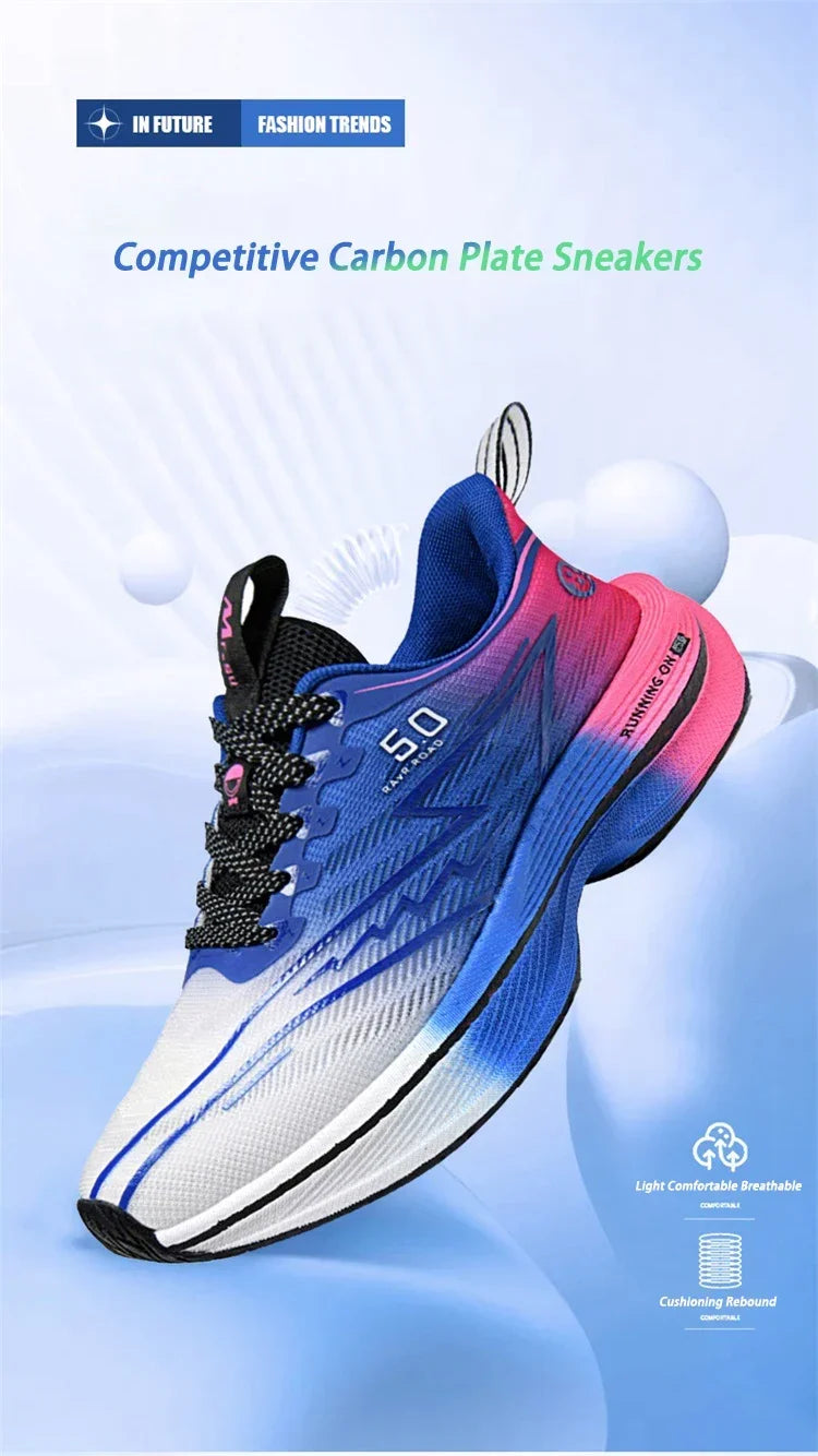 Men's Carbon Plate Running Shoes Soft Cushion Shock Absorbing Sports Shoes Unisex Sneakers Light Anti-Slip Training Shoes