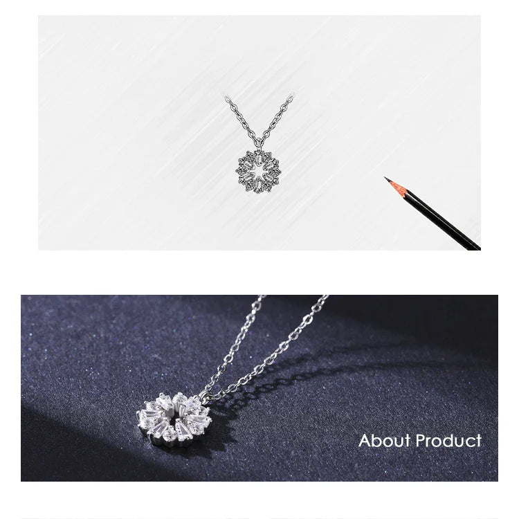 Real 925 Sterling Silver Lucky Snowflake Pendant Necklace for Women Fine Jewelry 2021 New Bijoux Girl Christmas Gifts