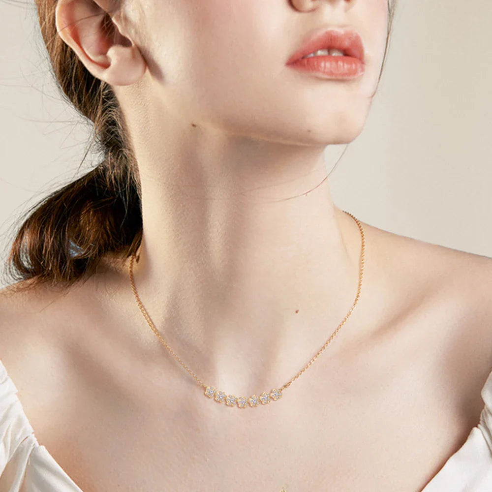 Moissanite Diamond Necklaces for Women, Dainty 14k Gold/925 Sterling Silver Choker Necklace Gold Plated Jewelry Trendy Gift
