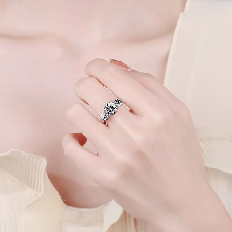 4ct 100% Moissanite Diamond Ring for Women 18K Yellow Gold Wedding Band Bridel Jewelry S925 Sterling Silver Wholesale