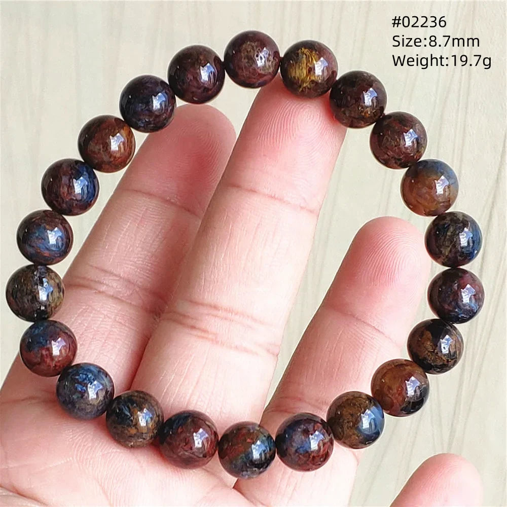 Natural Blue Pietersite Bracelet Women Men Beads Round Beads Chatoyant Cat Eye Fire Pietersite Namibia AAAAAA