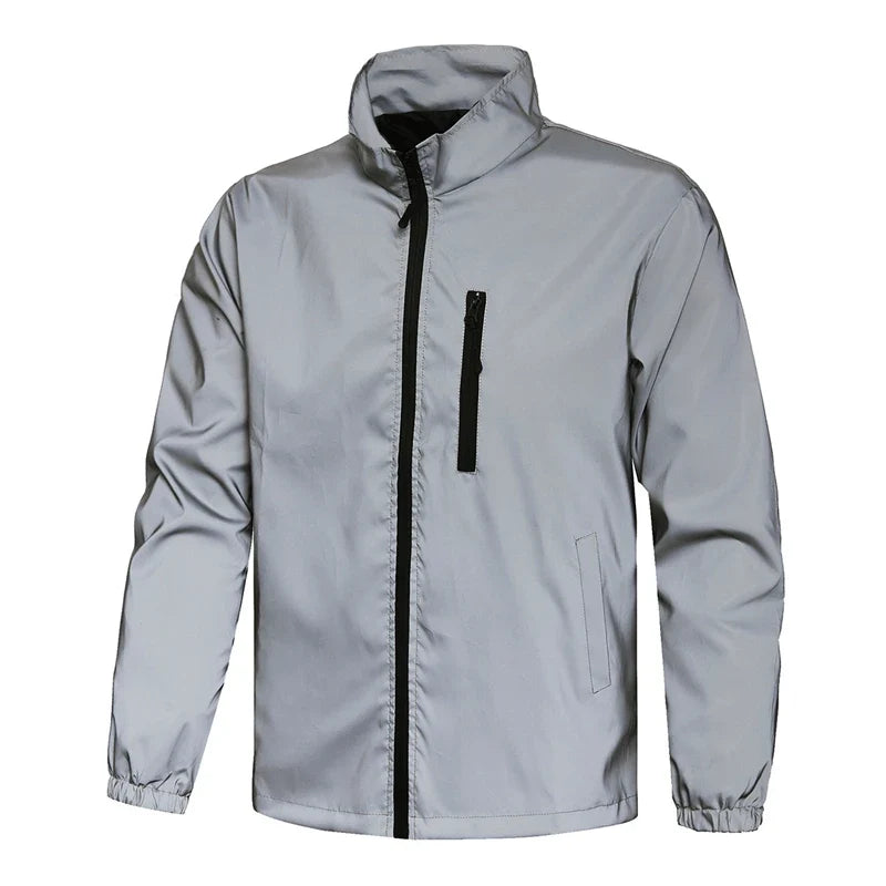 Night Reflective Jacket Men's Spring Casual Stand Collar Outdoor Windproof Jogger Cycling Safety Bright Coats Hip Hop Streetwear