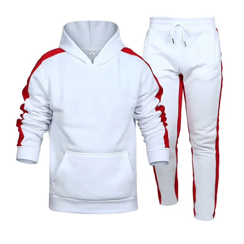 Autumn and Winter Jogging Suits for Men Striped Hoodie+Pants Casual Tracksuit Male Sportswear Gym Casual Clothing Sweat Suit New