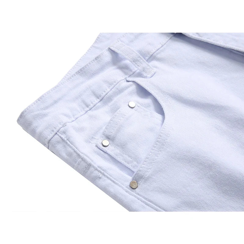 White Fashion Vintage Fit Denim Trousers