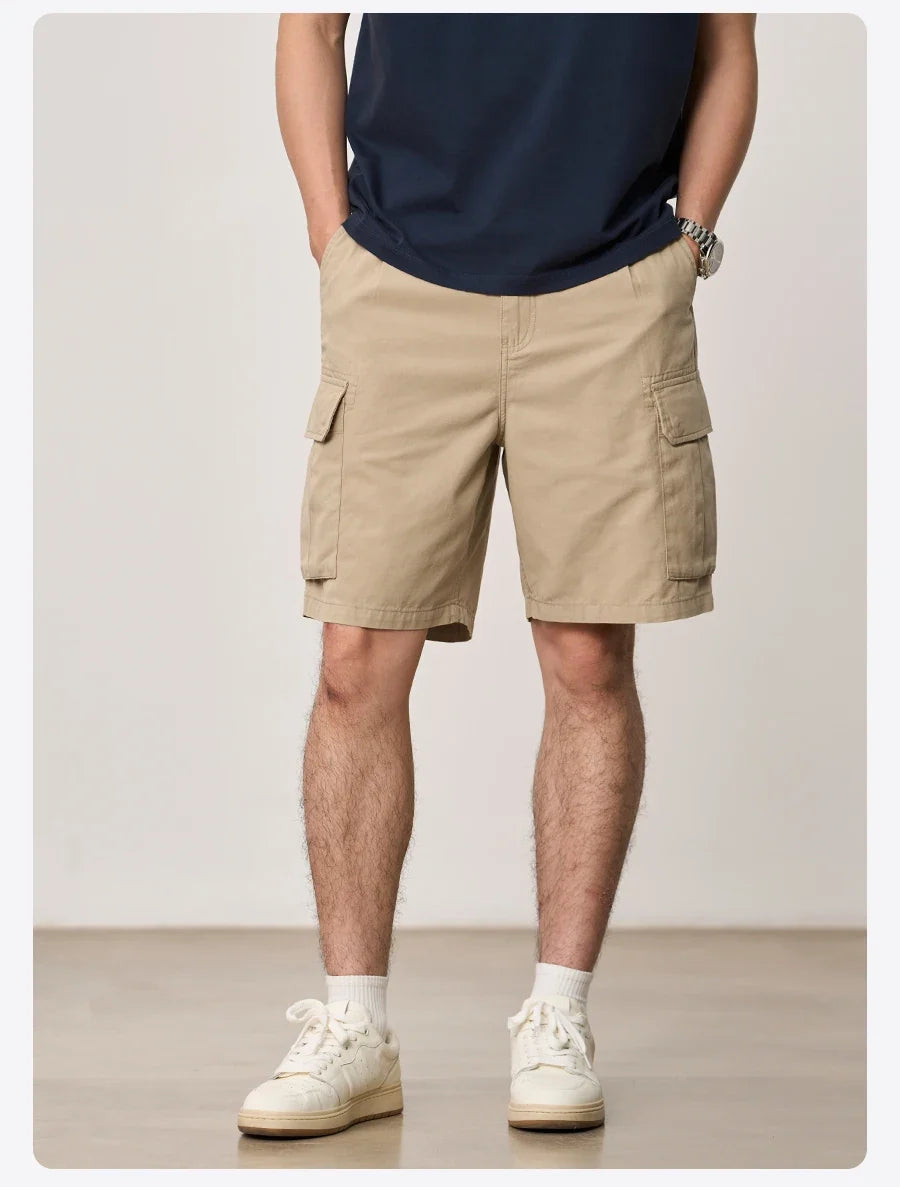 SIMWOOD 2026 Summer New Oversize 215gsm Tencel Lyocell Blend Fabric Cargo Shorts Men Fashion Outdoor Wear