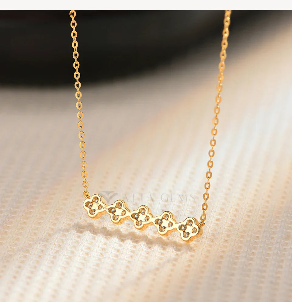 Original New Five flower Moissanite Necklace for Women 925 Sterling Silver Fine Necklace Engagement Gift Wedding Jewely