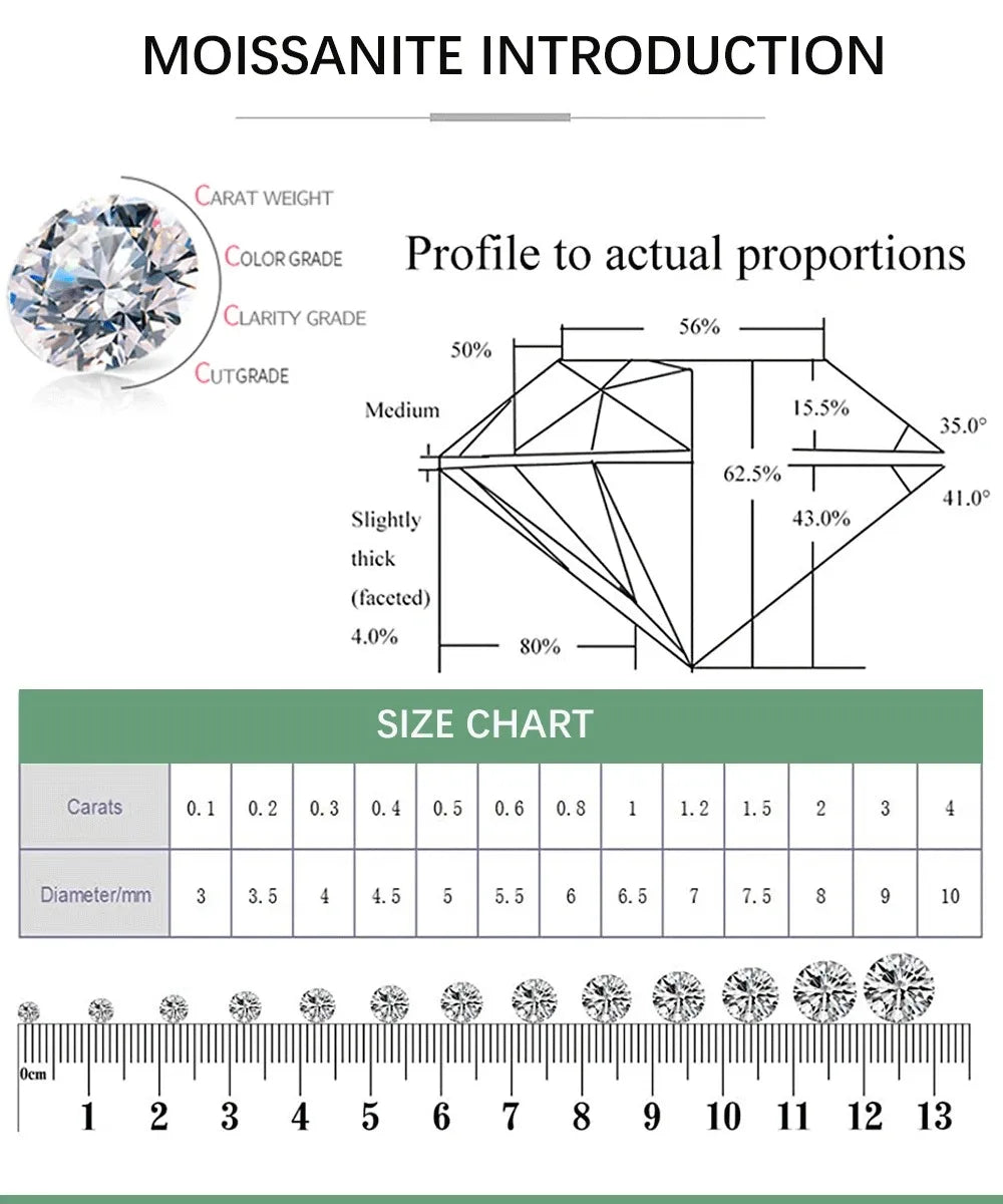 1/2carat Emerald/Radiant Cut Solitaire Moissanite Diamond Pendant Necklace With  Certificate S925 Silver Neckchain For Women