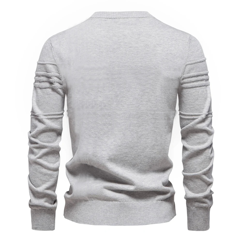 Mens Crewneck Pullover Sweater Knitted Cotton Stripped Quality Autumn Winter Warm Sweaters for Men