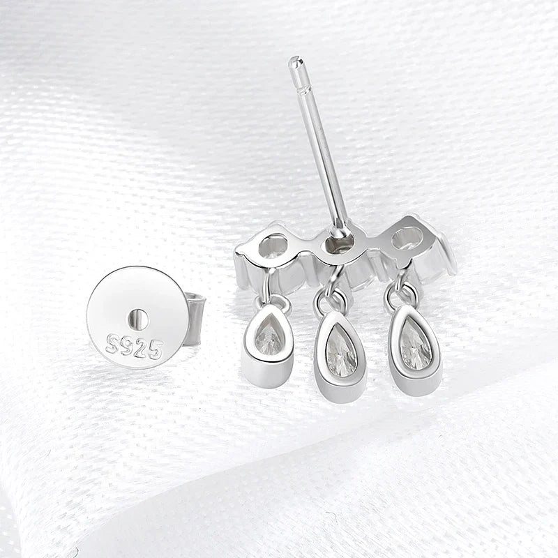 Pear Cut Full Moissanite Drop Earrings for Women Sparkling Luxury Quality Jewelry Wedding Party S925 Sterling Silver