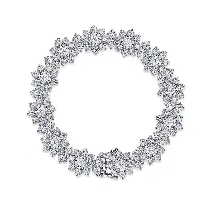 All Mozambique New Sunflower Moissanite Women's Bracelet 925 Sterling Silver Diamond Jewelry Moissanite Diamond Women's Bracelet