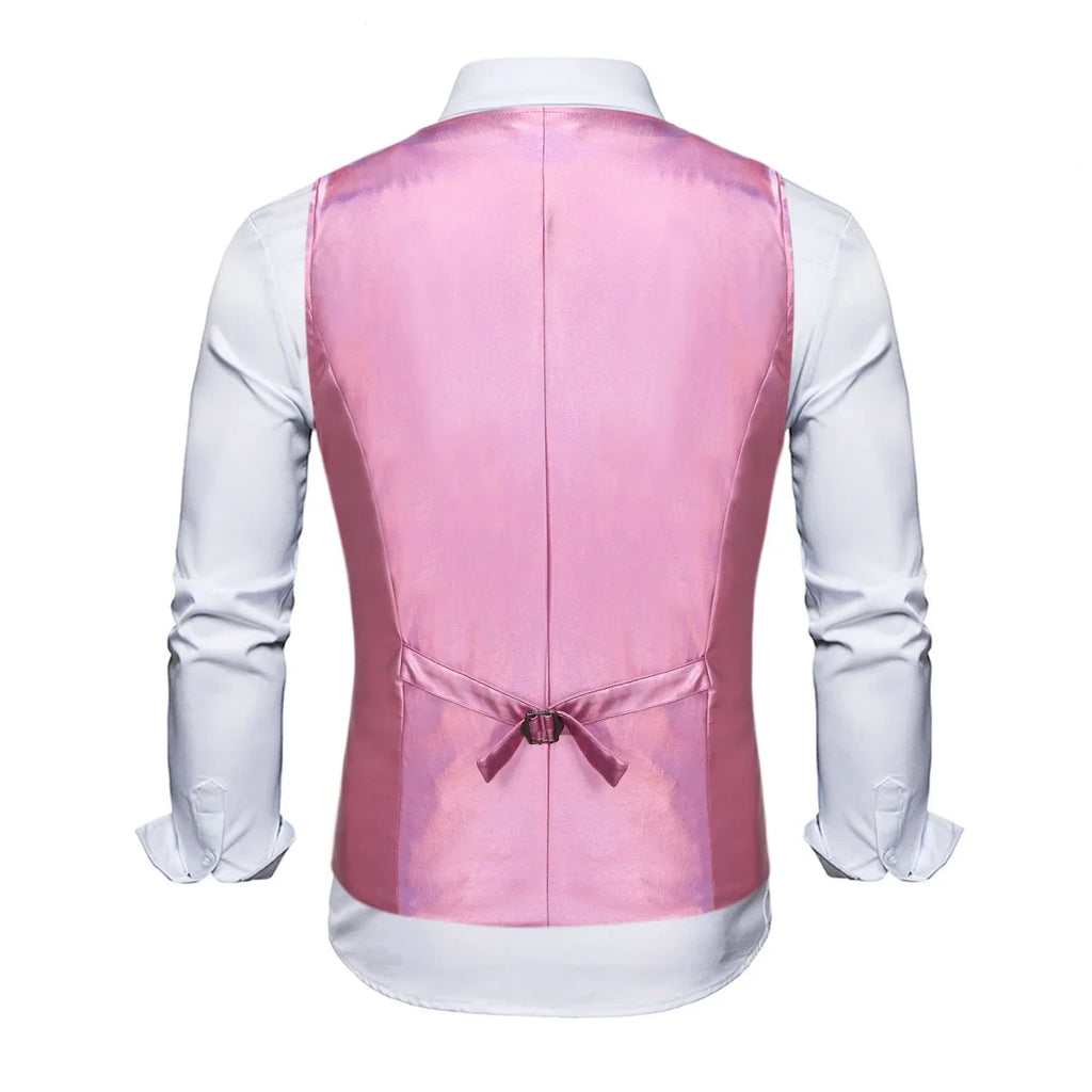 2025 New Gold, Silver, Pink, Purple Disco Glitter Vest for Men, Six Color Bright Men's Waistcoat with Bow Tie, Eur Size S-2XL