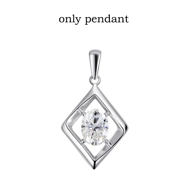 1.5CT Oval Cut Certified Moissanite Necklace Pendant for Women Doveggs Girls Jewelry Lab Diamond Chain Pure 925 Silver