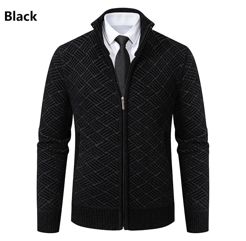 Mens Thickened Cardigan Full Zipper Fleeced Sweaters Knit Jackets Hooded Sweater Coat Autumn Winter Padded Clothes