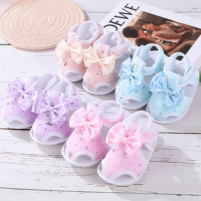 New Children Summer Clogs 0-18M Newborn Infant Baby Girl Princess Bowknot Sandal Sneakers Toddler Soft Crib Walkers Casual Shoes