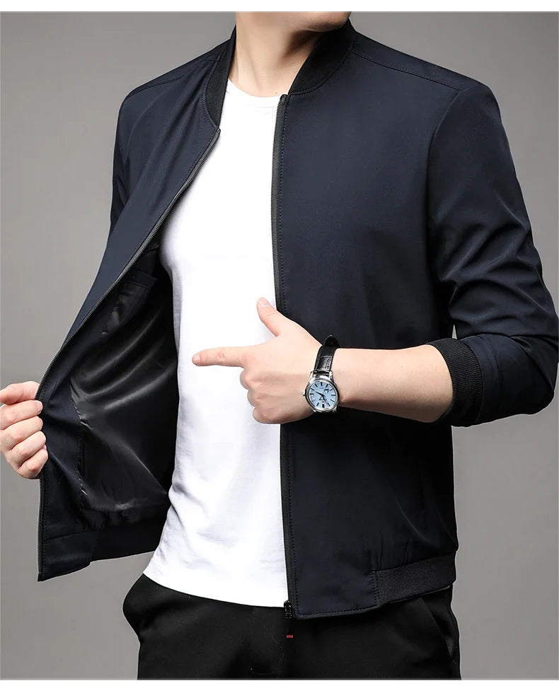 Men's High-Quality Fashion Spring Baseball Collar Business Casual Jacket Handsome Youth Coat Dad Jacket M-5XL