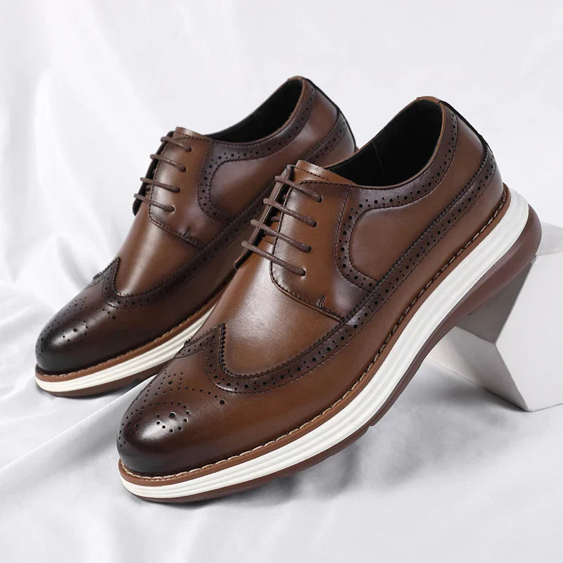High End British Style Office Business Dress Shoes Men's Casual Leather Thick Soled Simple Walking Shoes Fashion Oxford Shoes