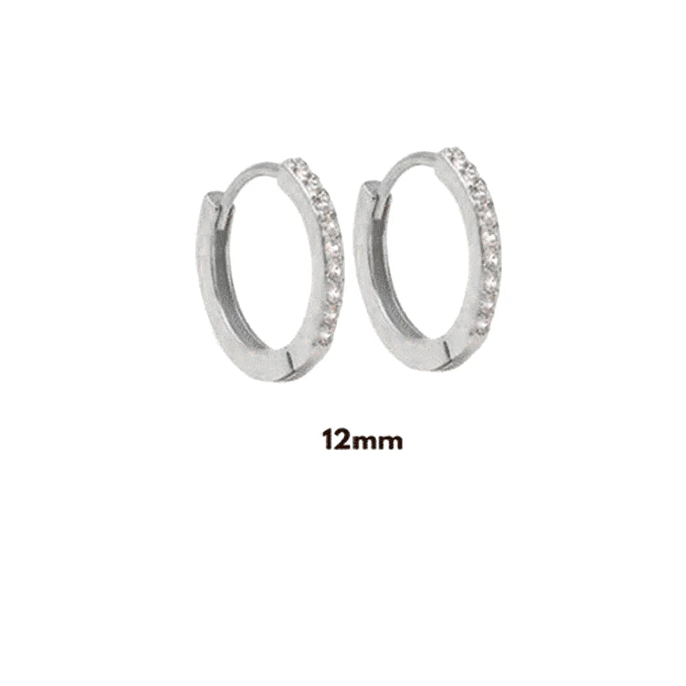 925 Sterling Silver Gold Zircon CZ 5mm 6mm 7mm 8mm To 13mm Huggies Hoops Piercing Pendiente Clips Luxury Fine Jewelry