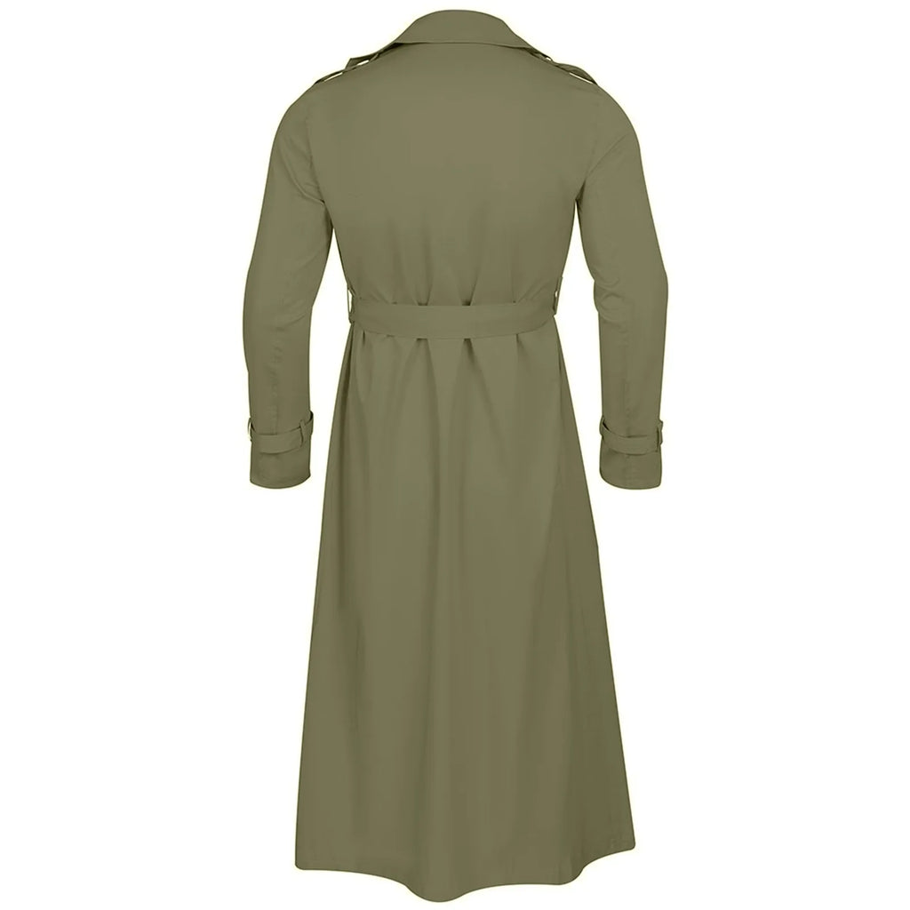 Men'S Windbreaker Spring Autumn Long-Slevee Extra Long Trench Coat Classic Trend Double Breasted Solid Color Temperament Trench