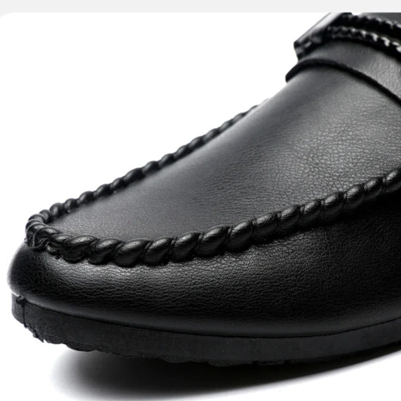 Men’s Casual Leather Shoes – Comfortable Daily Walking Loafers (Black, Brown)