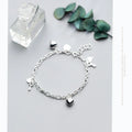 New 925 Sterling Silver Simple Hearts Key Charm Bracelet Bangle for Women Link Chain Korea Style Fine Jewelry Pulseira