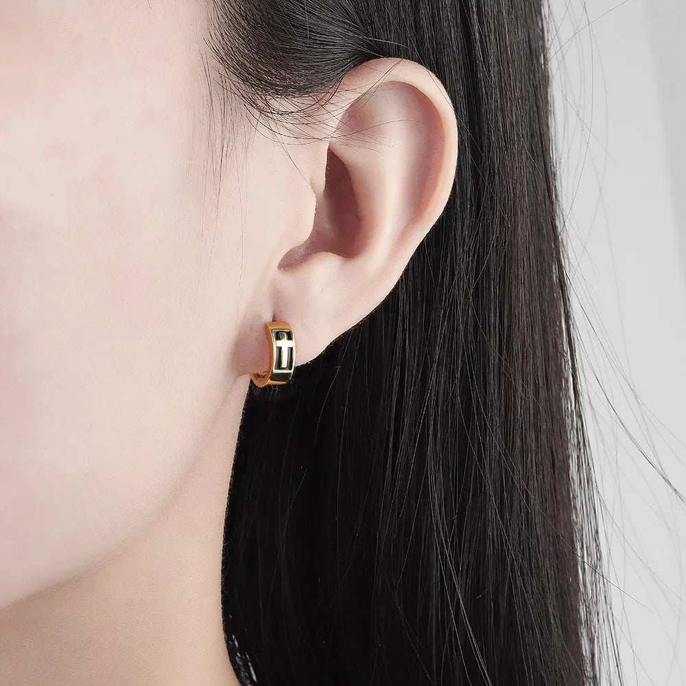 925 Sterling Silver Earring Colorful Dripping Oil Material Ear Ring Ear Buckle Rhombus Shape Trend Wild Girl Women Boy Ear Jewel