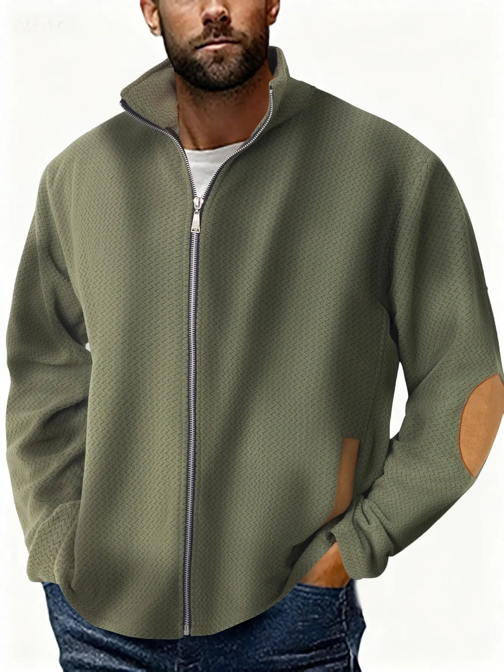 Autumn Winter Men's Stand Collar Casual Zipper Jacket  Double-Sided Fleece Warm Coat Outdoor Splice Long Sleeve Cardigan Mens