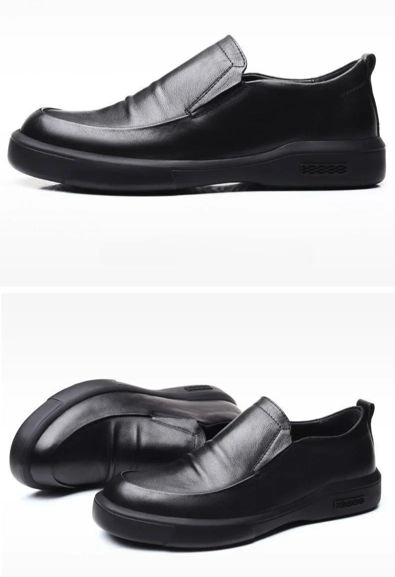 Social Shoe Male Spring Autumn Men's Formal Shoes Casual Business Cowhide 2025 Trend Black Official Cheap Clearance Footwear New