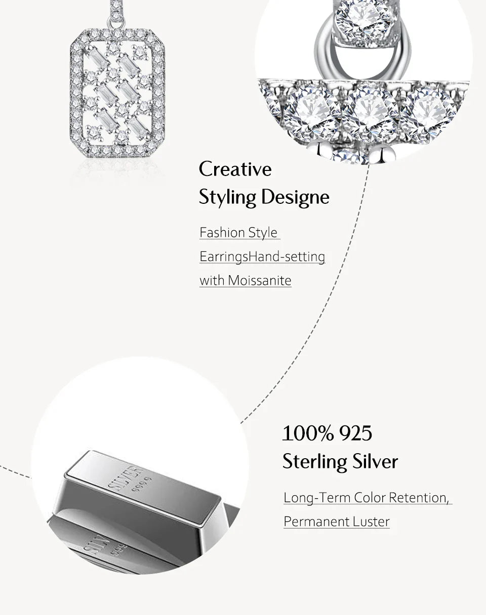 Solid S925 Silver Full Moissanite Necklace for Women D VVS1 Diamond Sparkling Pendent Engagement Luxury Fine Jewelry