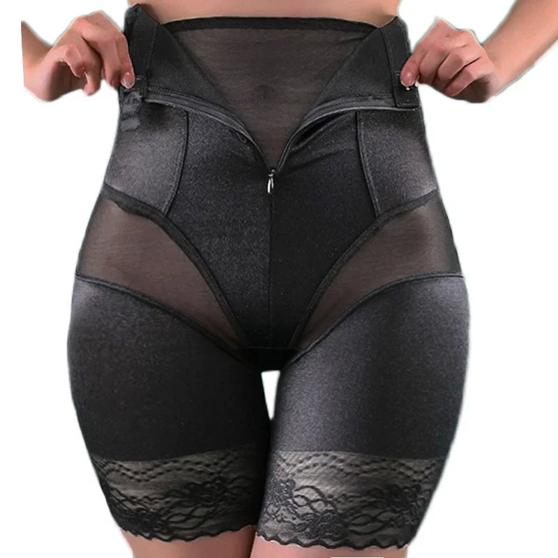 Guudia Zipper Tummy Control Panties High Waist Shapewear Brief Shorts Body Shaper Butt Lifting Silky Stretchy Fabric Seamless