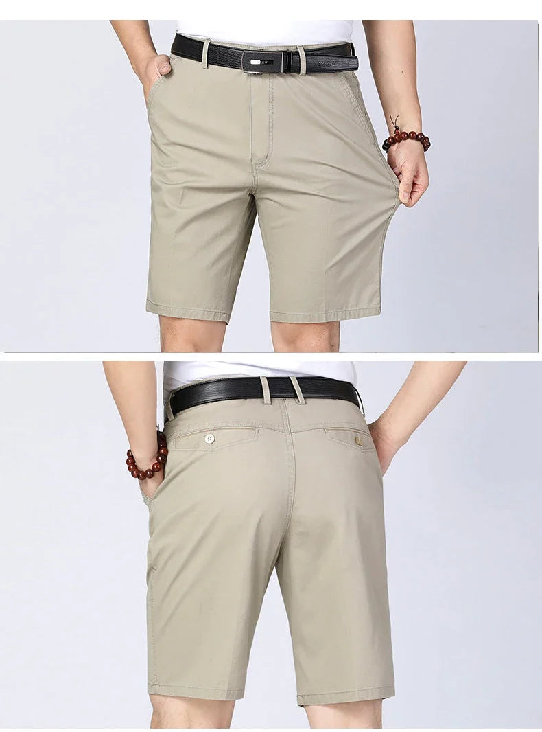 Classic Cotton Board Shorts Knee Length Comfortable Bermuda Shorts Outdoor Beach Shorts Black Khaki