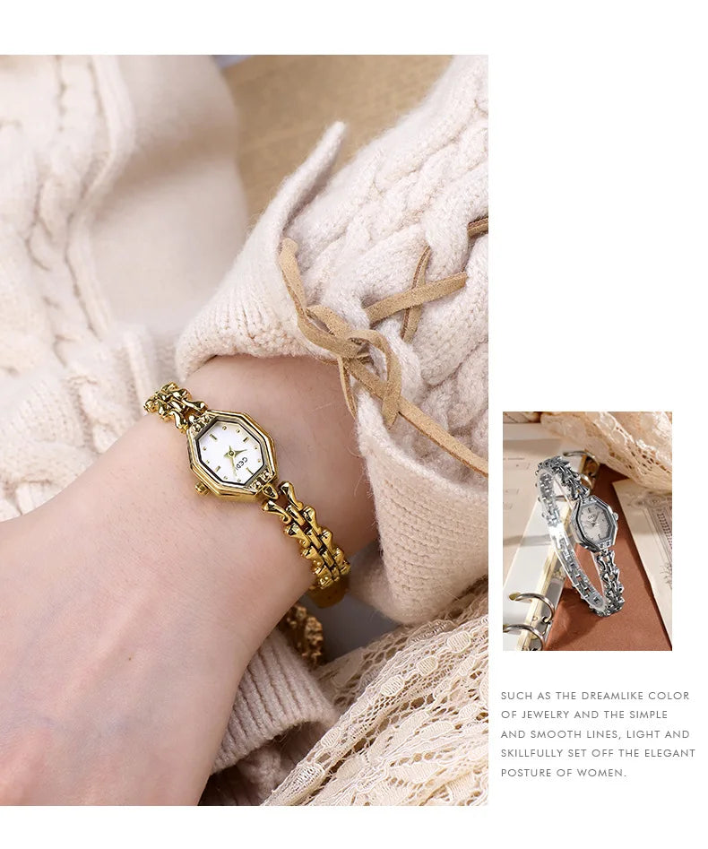 Ladies Watches are Exquisite Light Luxury Retro Metal Bracelets high-end Waterproof Women Fashion Quartz Wristwatches