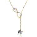 Round Moissanite Y-shape Lariat Cross Heart Infinite Pendant Necklace Chain for Women 925 Sterling Silver Jewelry Gifts