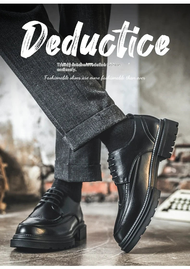 Big Size Men Height Increaseing Dress Brogue Shoes Gentleman Suit Elevator Shoes Oxford Invisible Heel 4/7/9CM Wedding Man Shoes