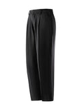 Men's Light&Thin Polyester Elastic Waist Semi-Wide Loose Slacks Drape Suit Pants