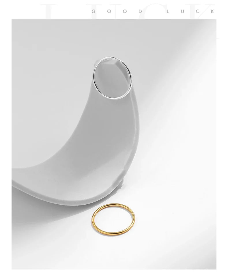 925 Sterling Silver Minimalist Thin Stackable Fashion Rings Classic Gold Color Fine Jewelry For Women Girl Party Gifts
