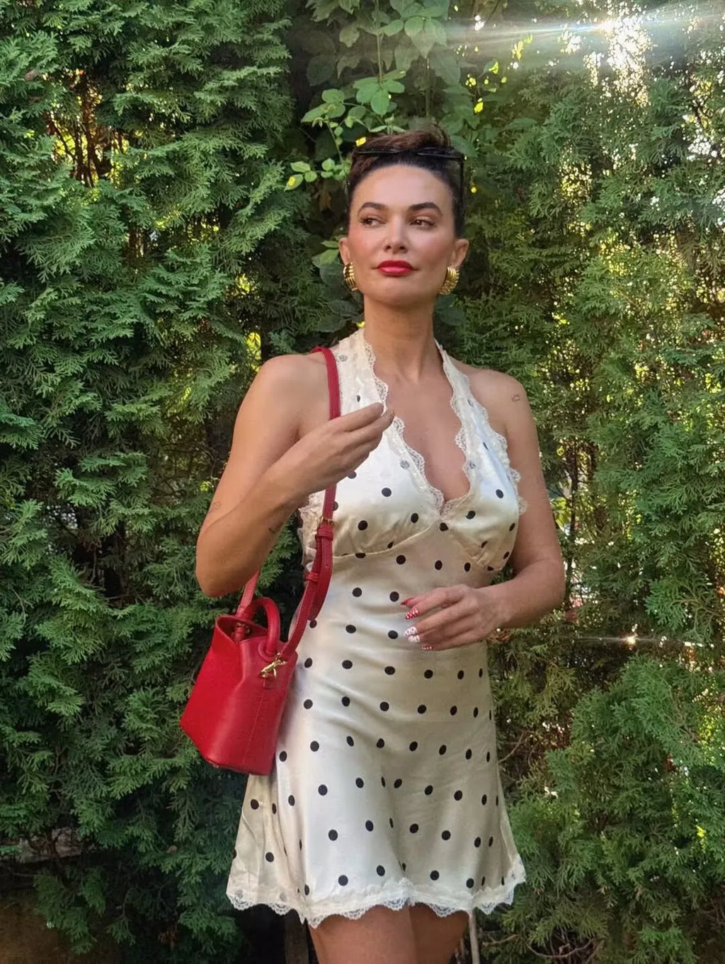 Lace Spliced Polka Dot Halter Dress Women Elegant A-line Mini Sexy Backless Dresses Summer Robe 2025