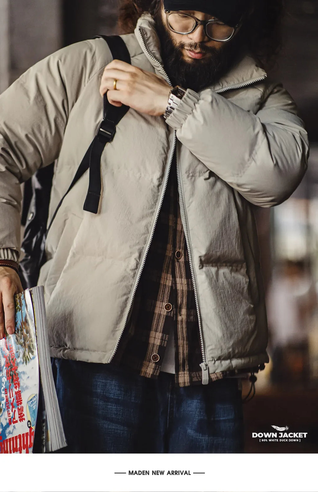 Winter Down Jacket for Men White Duck Down Filling Outdoor 4-Grade Waterproof Stand-up Collar Coat Thickened Warm Jacket