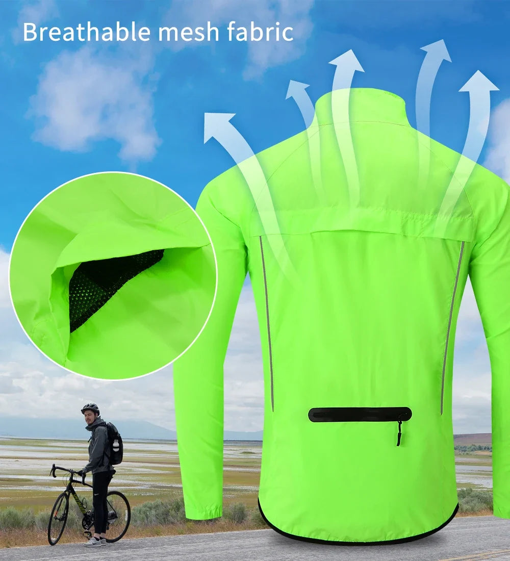 Men's Cycling Windbreaker Ultralight Reflective Windproof Jacket Men MTB Road Bike Wind Coat Long Sleeve Bicycle Clothing