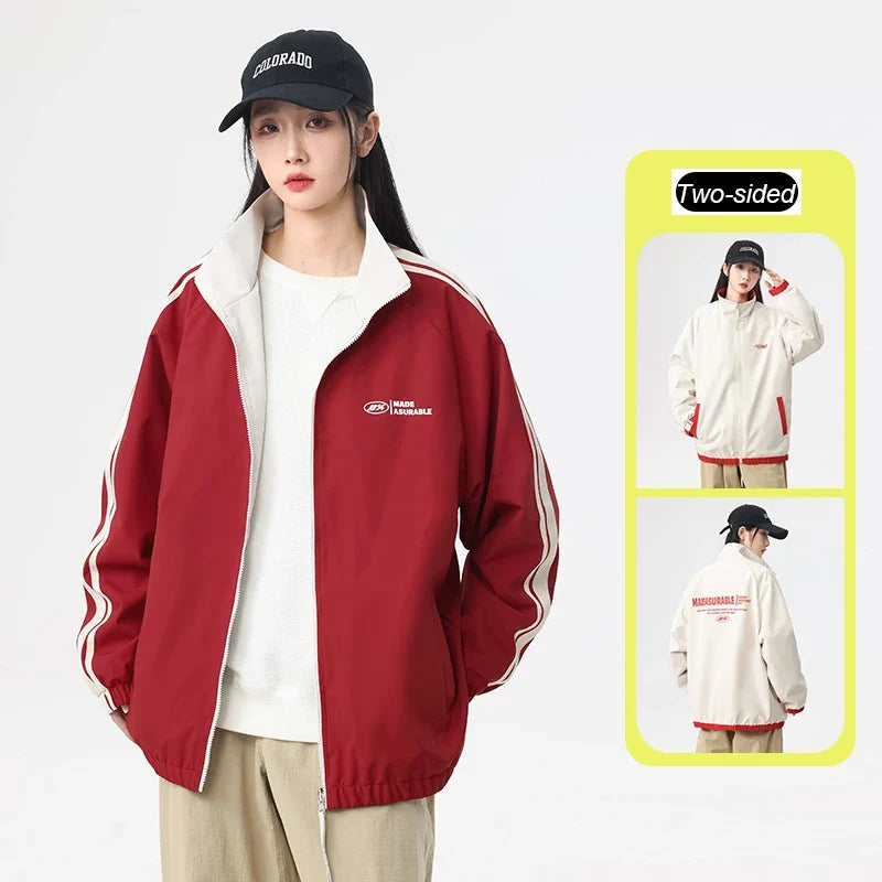 New Jacket Two-sided Long Sleeve Outdoor Men Coats Women Reversible Windproof Coats Splashproof Double-Sided Jackets Couple Top