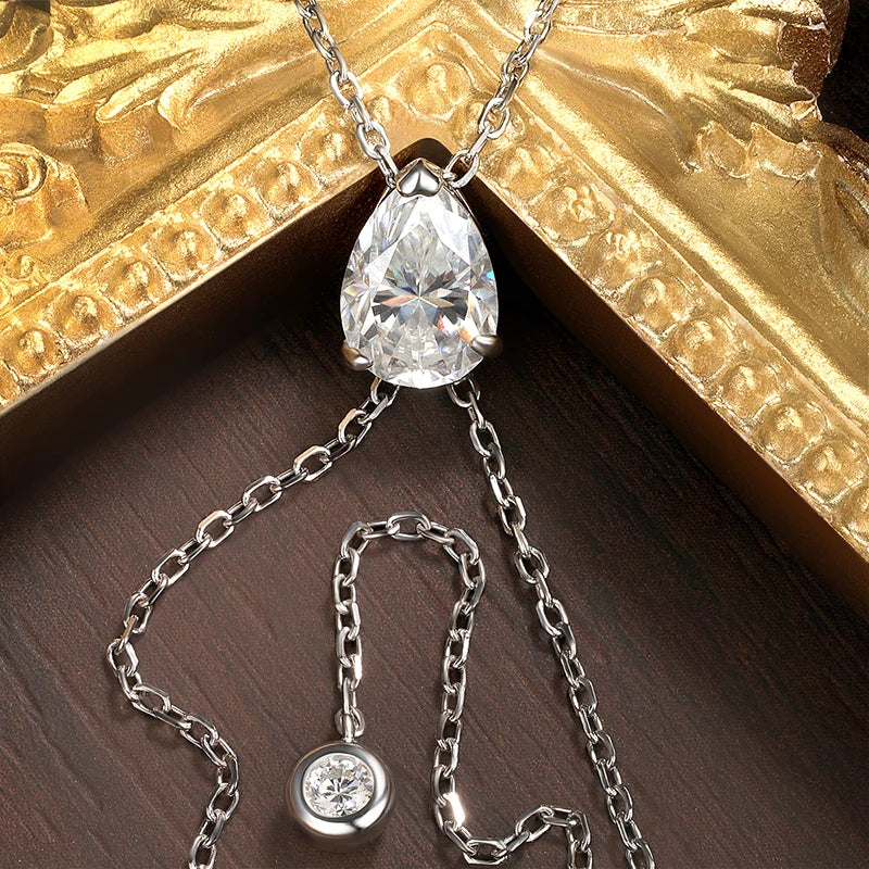 Moissanite Necklaces Pear Cut Pendant 1/2/3 ct GRA Certified Lab Diamond Girl Gift s925 Sterling Silver Dainty Necklace