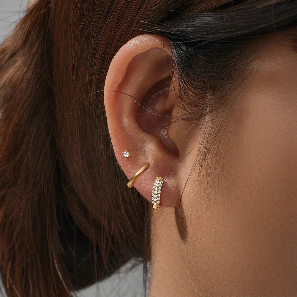 925 Sterling Silver 3PCS DIY Hoop Earring With Piercing Stud Earring Set Women Men Party Wedding Jewelry Set pendientes 925