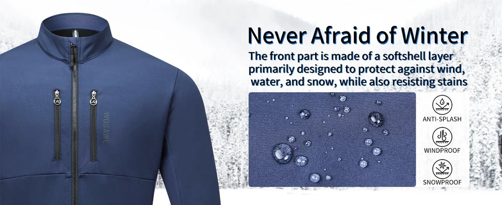 Men's Cycling Jacket Winter Thermal Long Sleeve Fleece MTB Jacket Bicycle Top Bike Clothing with 3 Rear Pockets 0℃-15℃