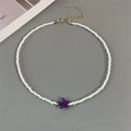 Shell Starfish Woman Short Necklace Summer Holiday Gift Handmade Choker  Seed Beads Neck Jewelry White